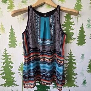 By & By Multicolor Geometric Tank Top Blouse